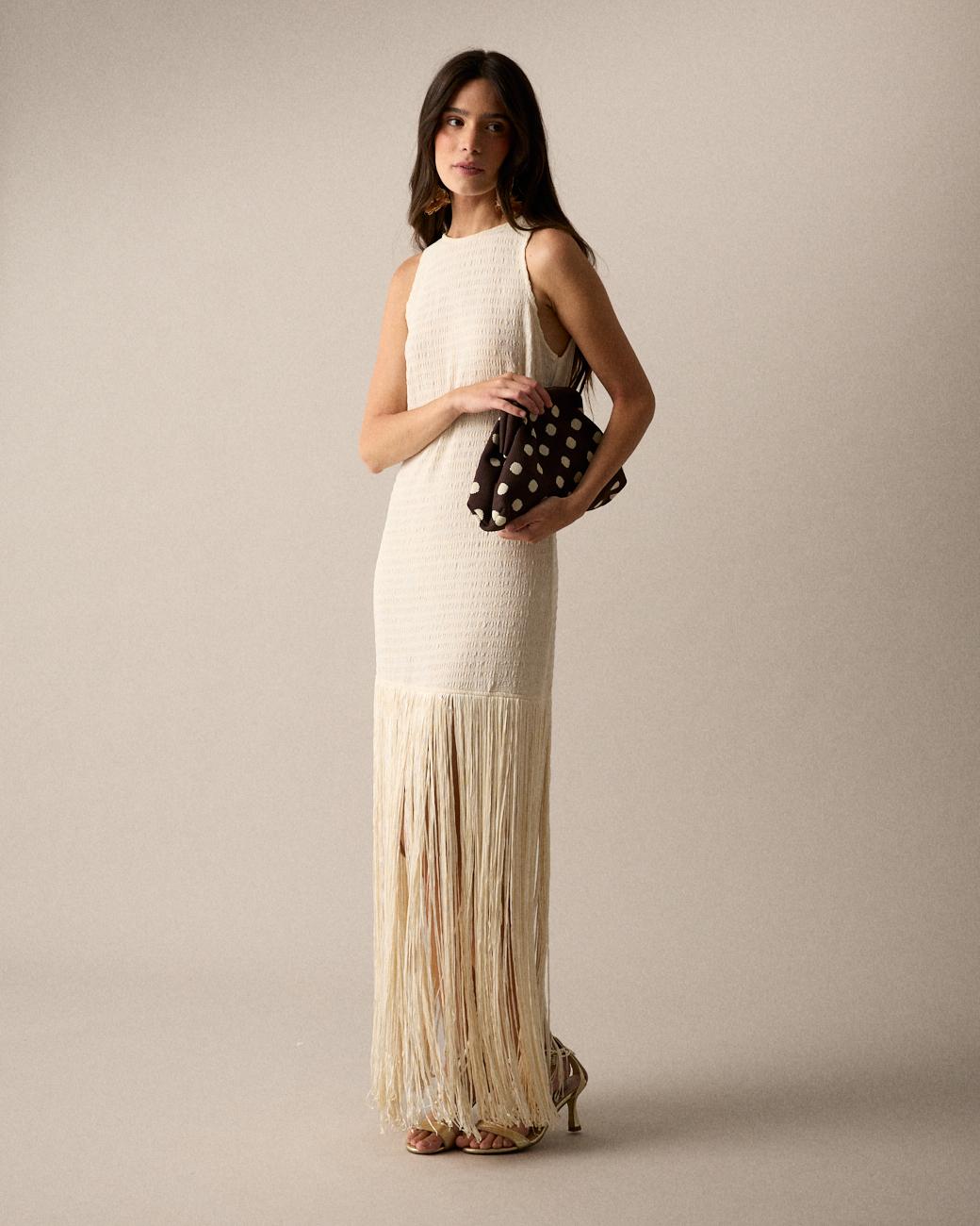 Vestido Largo Flecos Lira