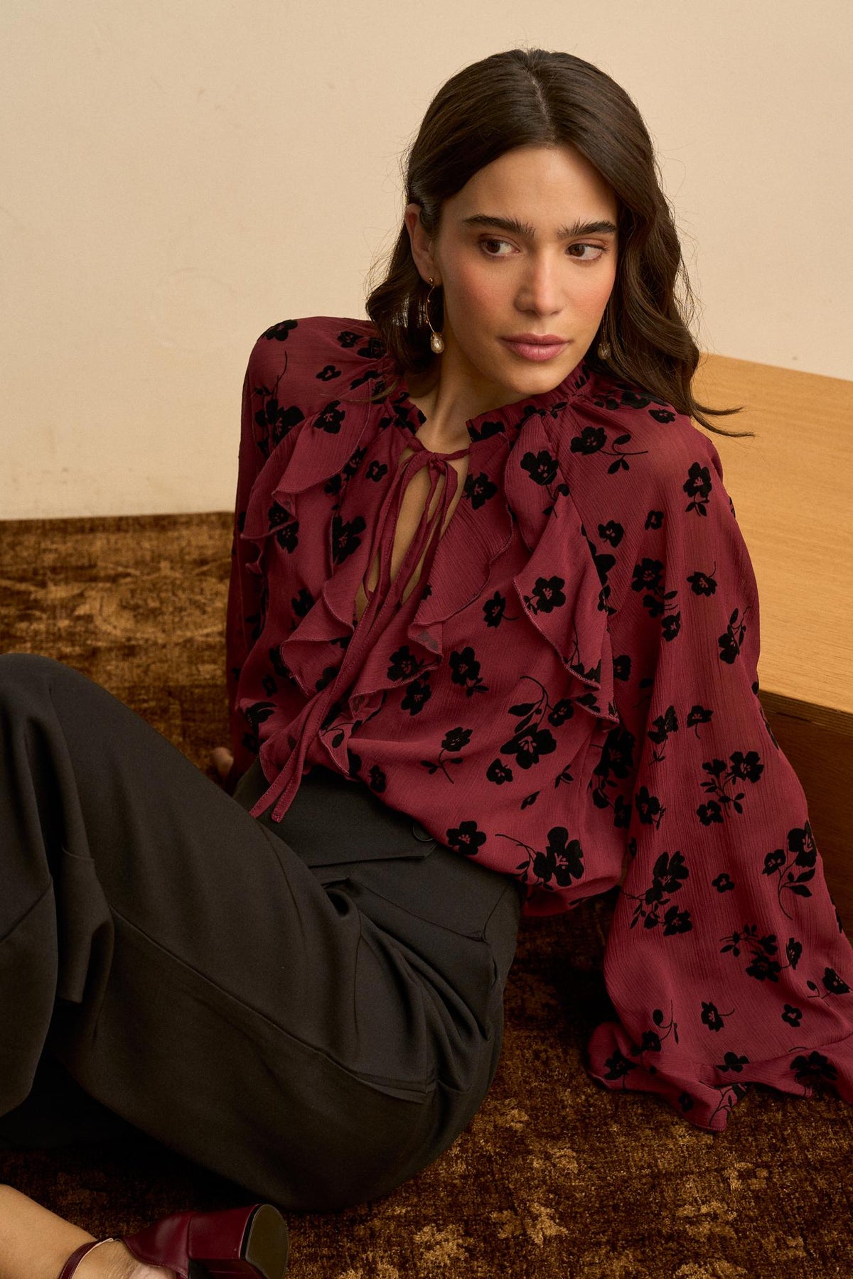 Elvira Floral Ruffle Blouse