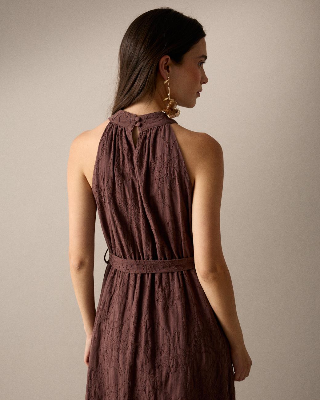 Robe Brodée Col Halter