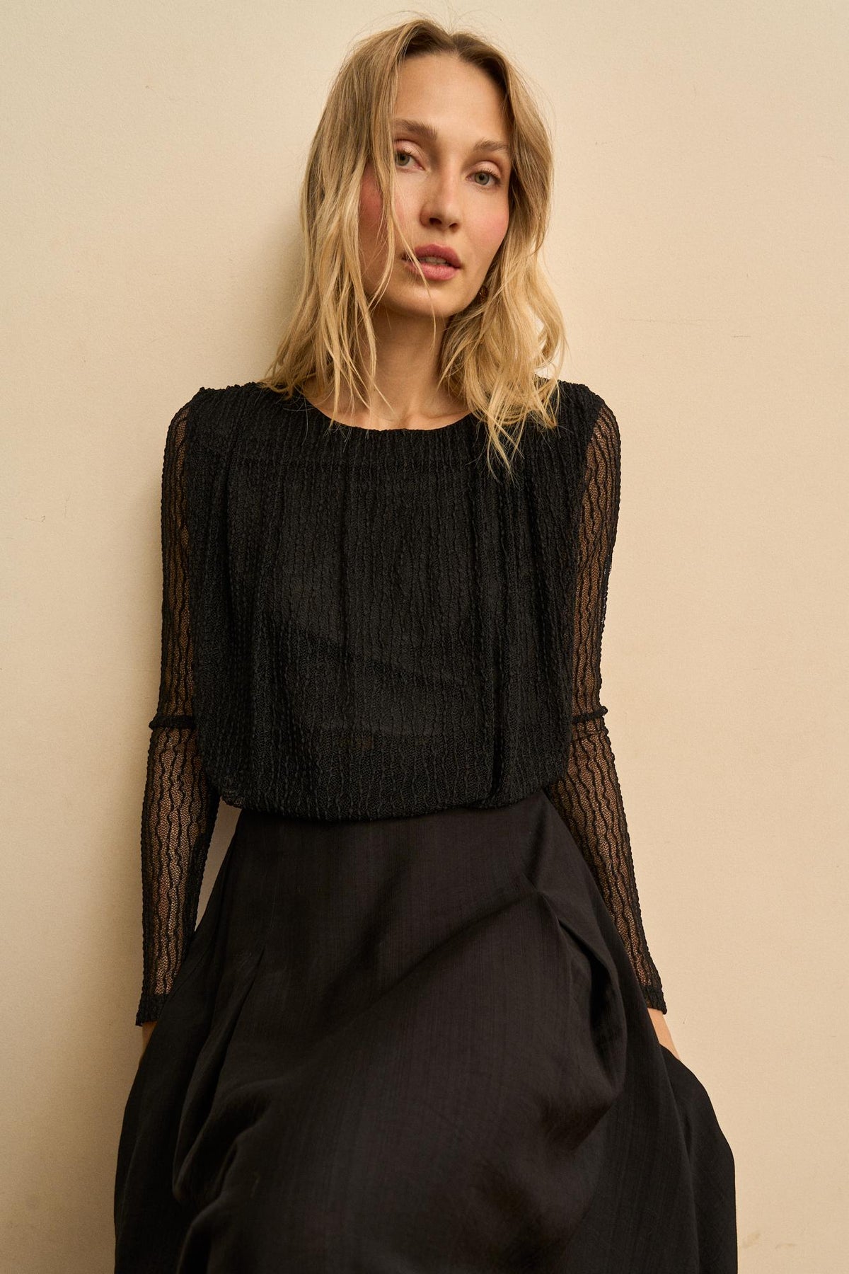 Blusa Encaje Plisado Ysoria