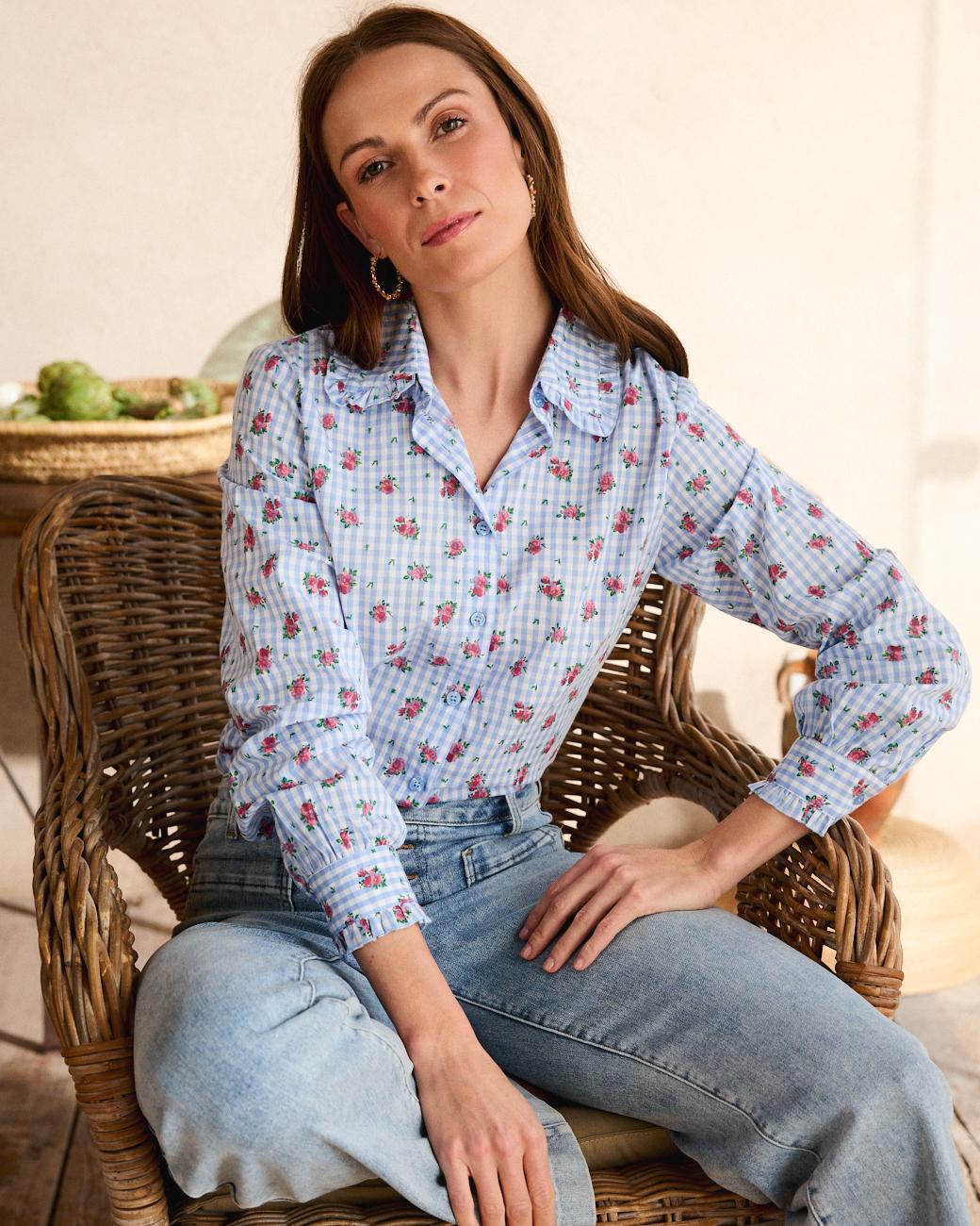 Camisa Vichy Rosas