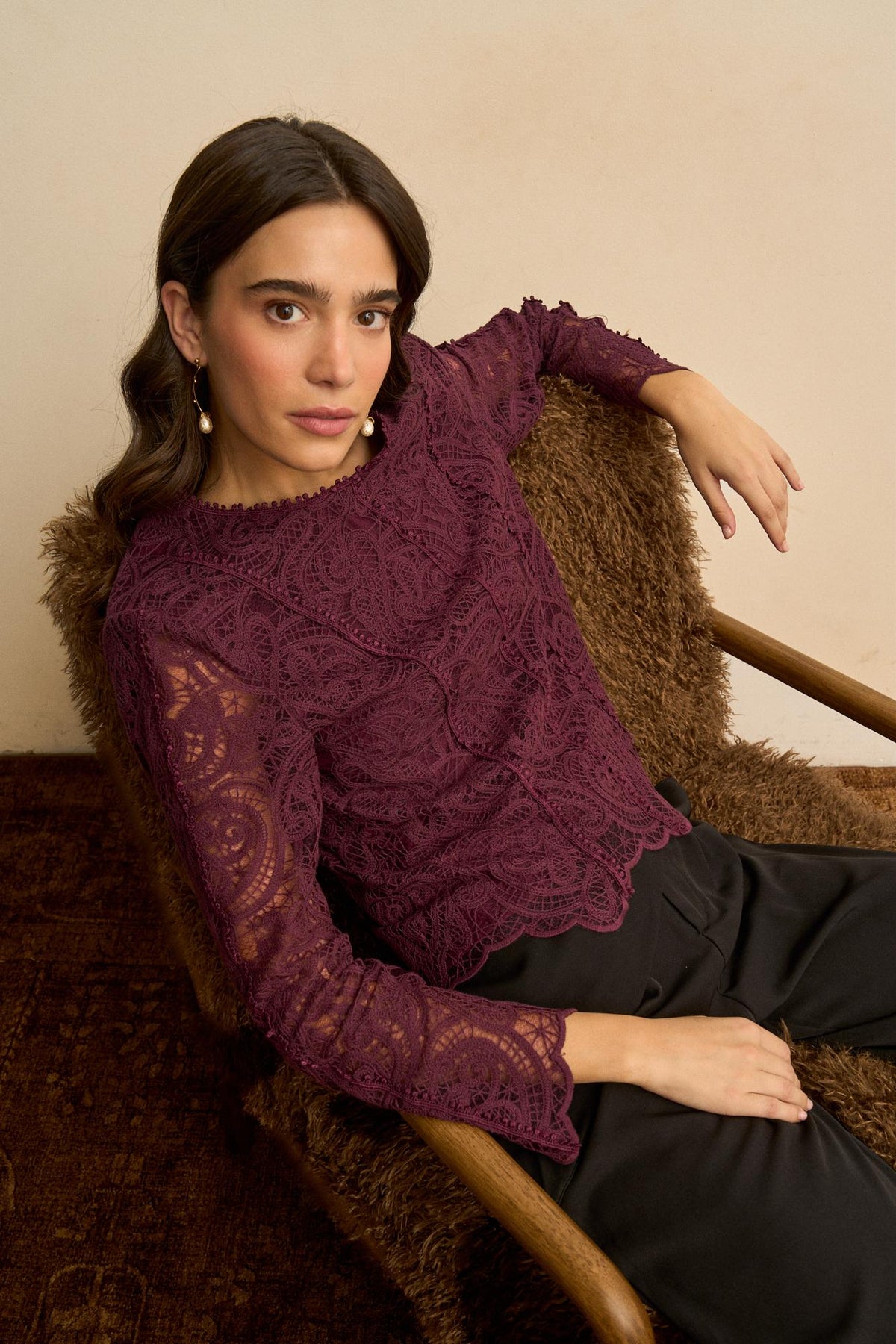 Adelina Openwork Lace Blouse