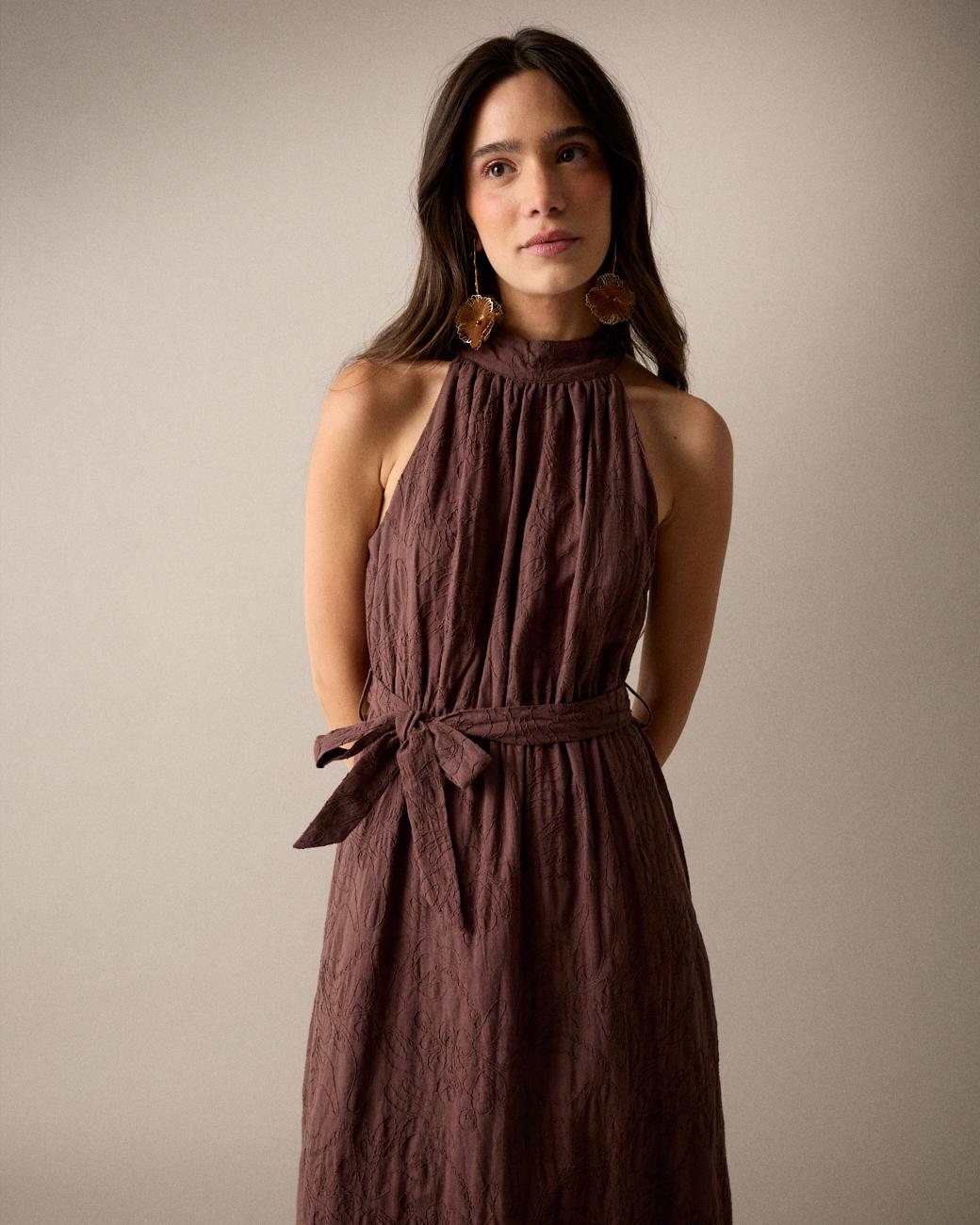 Robe Brodée Col Halter