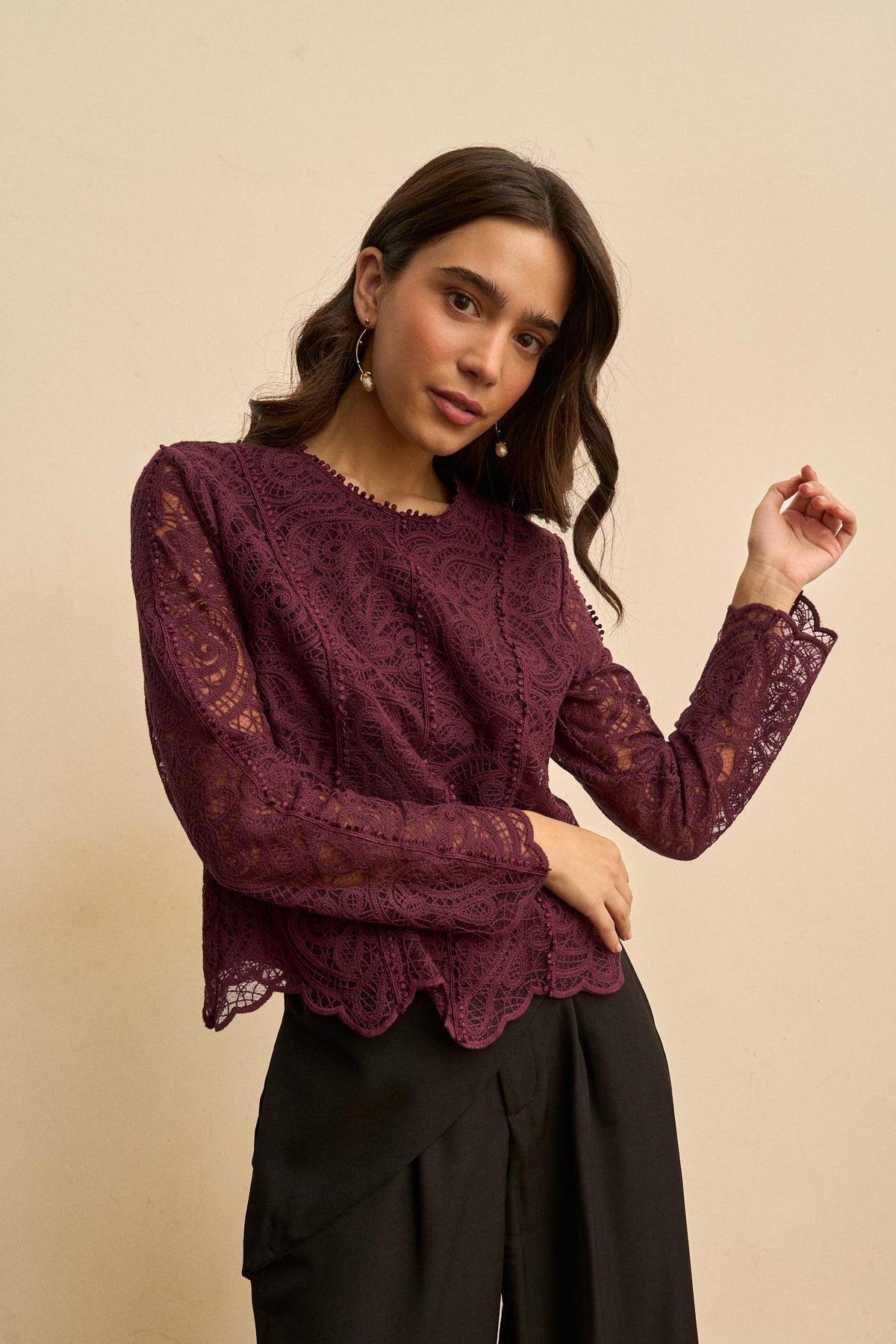 Adelina Openwork Lace Blouse