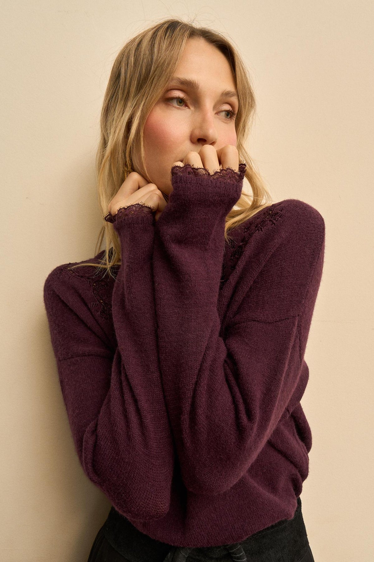Amaia Openwork-Neck Sweater