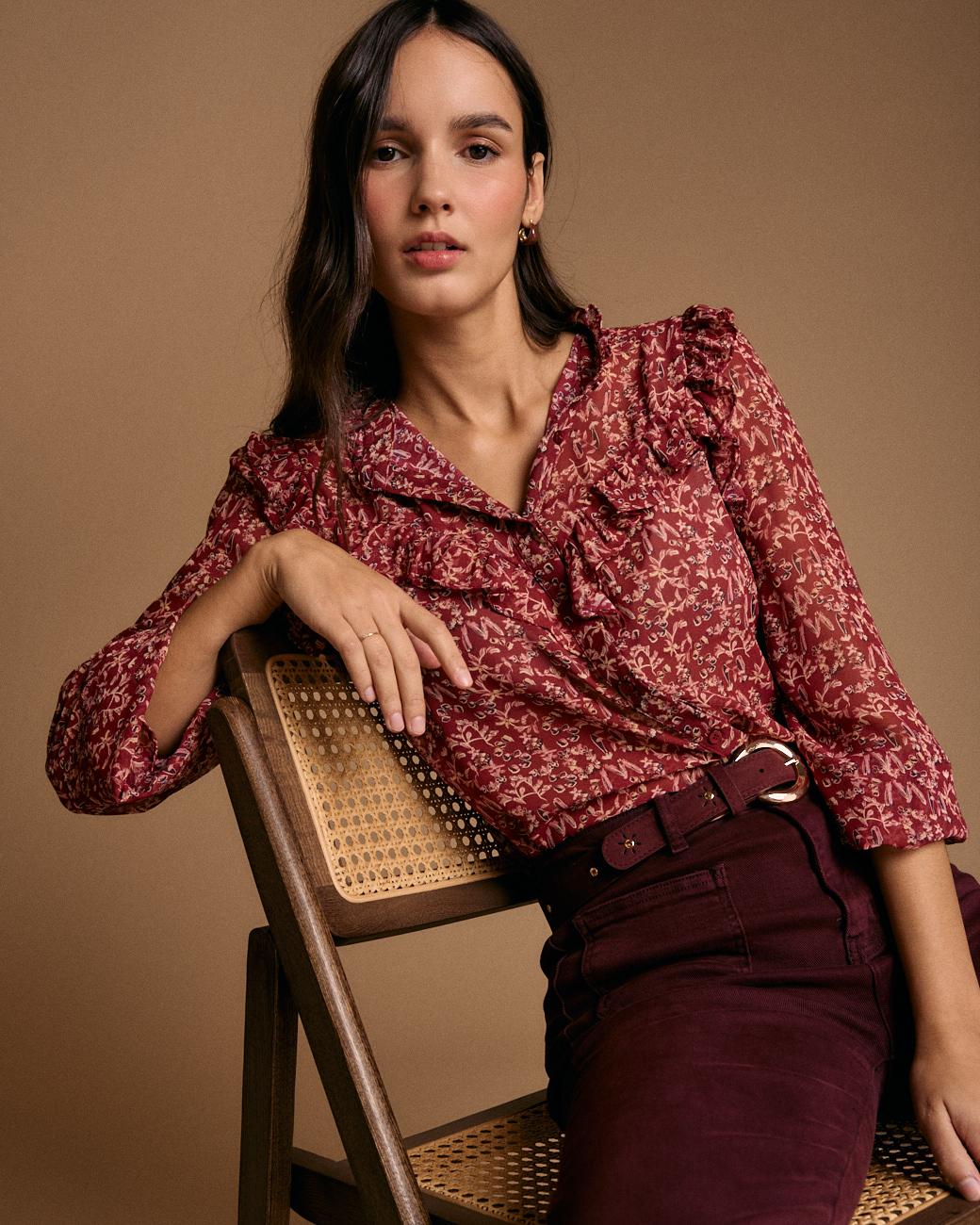 Camisa Volantes Estampado Lidia