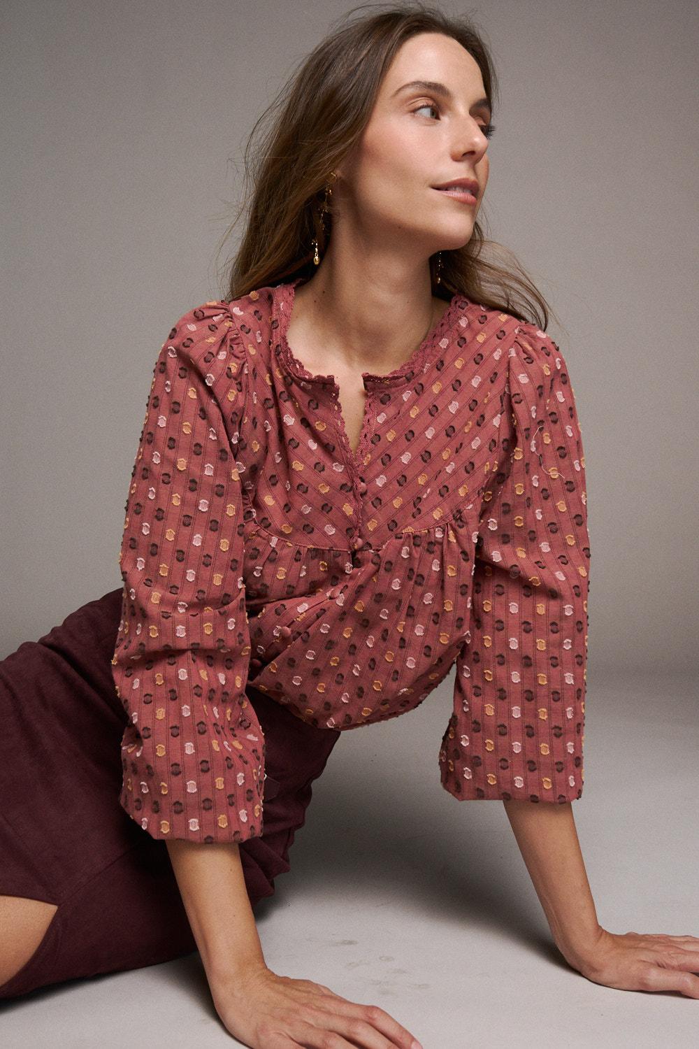 Céleste Topstitch Blouse