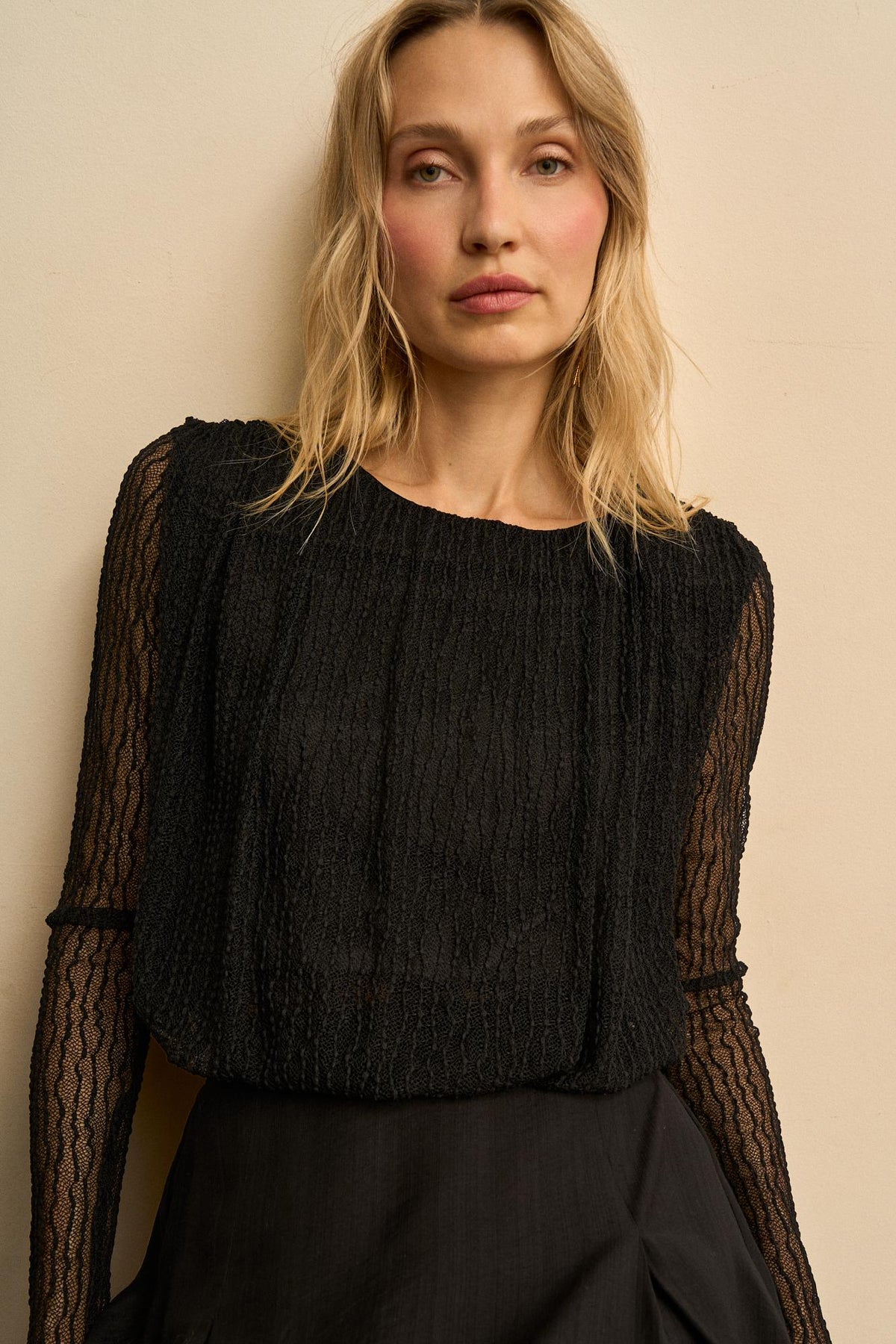 Blusa Encaje Plisado Ysoria