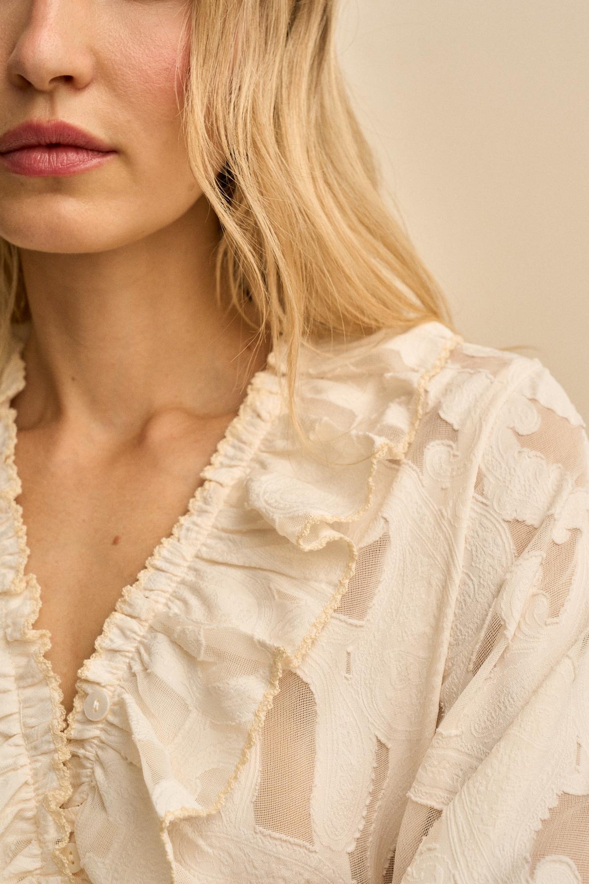 Émiliane Lace Ruffle Blouse
