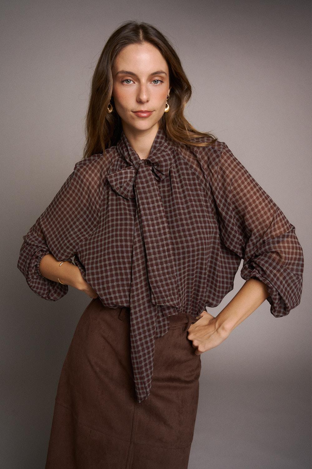 Blusa Cuadros Borda Amélie