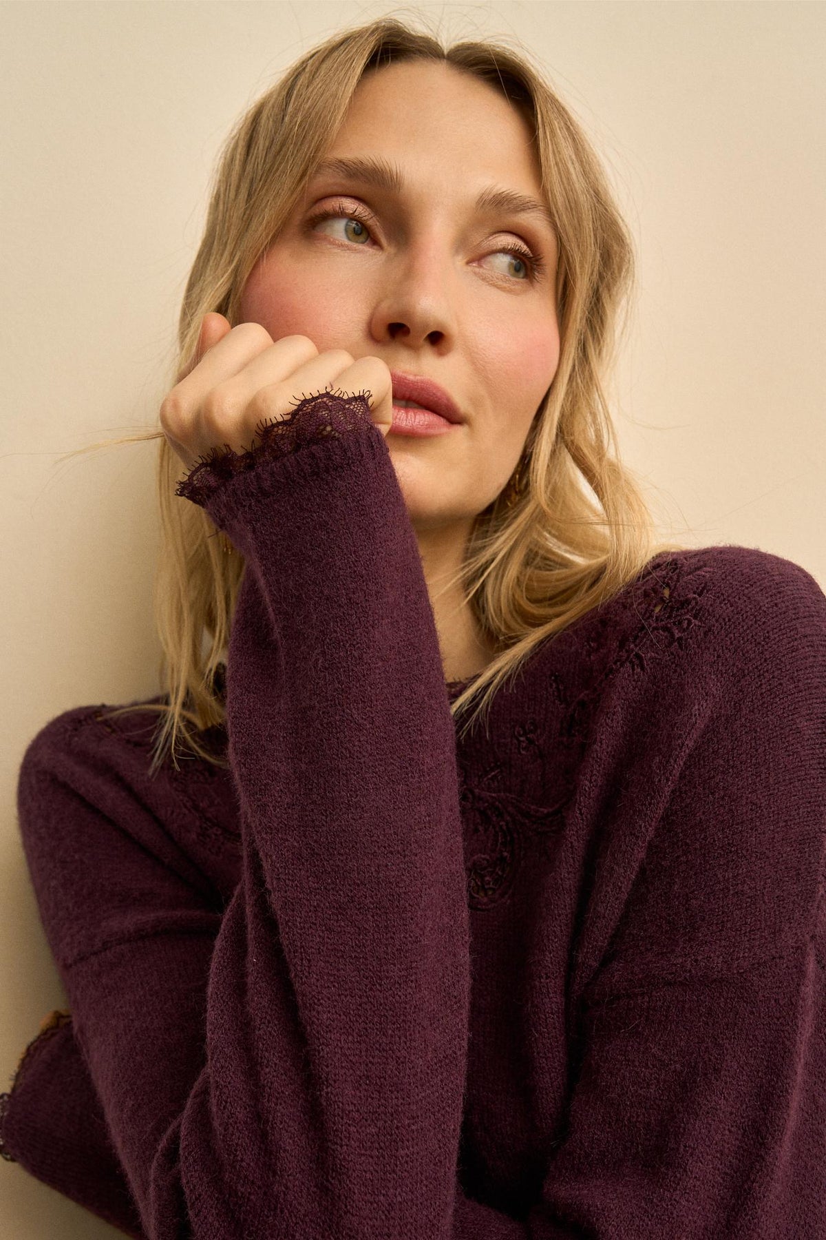 Amaia Openwork-Neck Sweater
