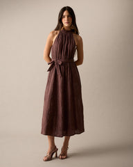 Robe Brodée Col Halter