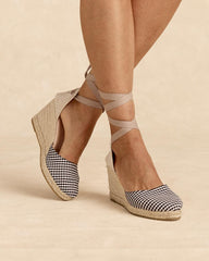 Espadrille Vichy à nœud noir