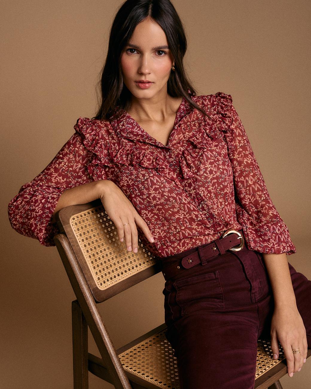 Camisa Volantes Estampado Lidia