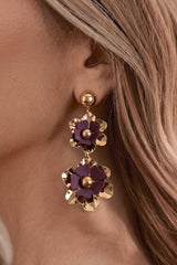 Pendientes Flor Berenjena Lusi