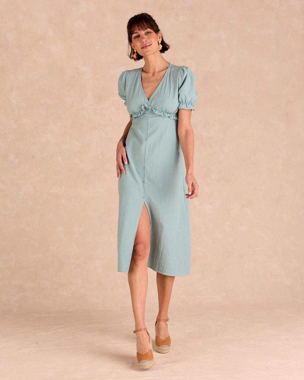 Robe longue à carreaux Giada