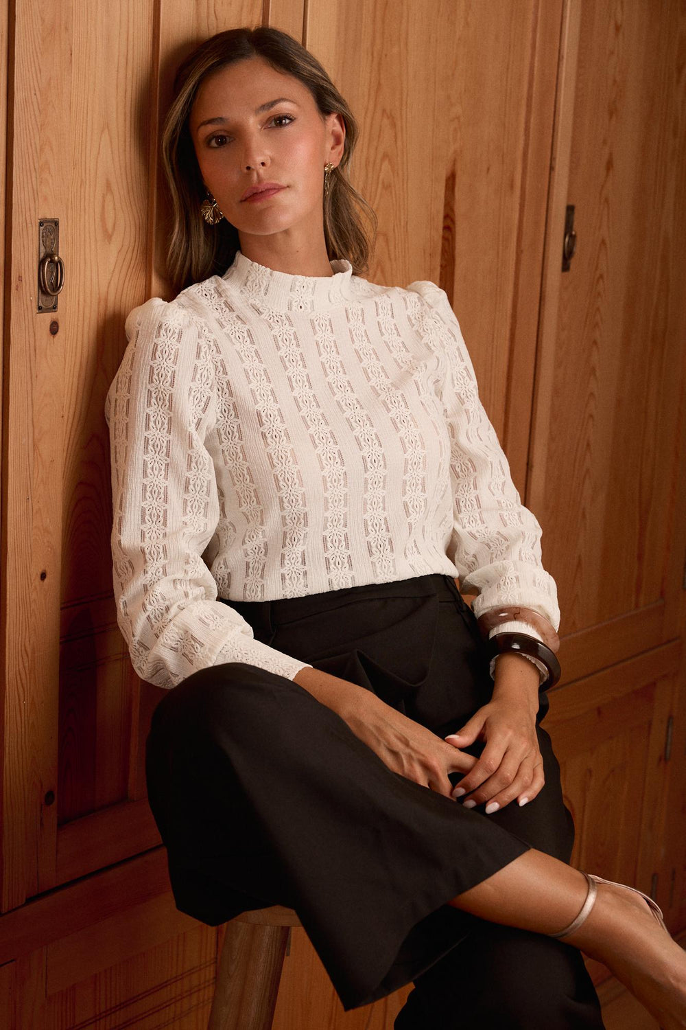 Malenis Openwork Blouse