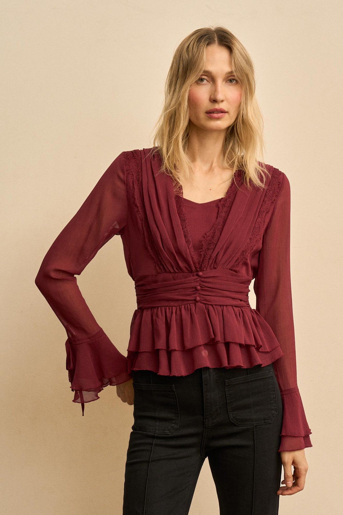 Éliane Ruched Draped Top