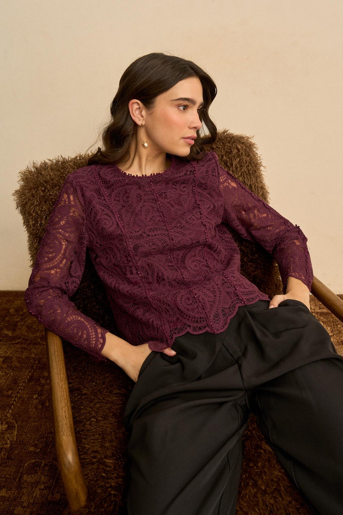 Adelina Openwork Lace Blouse
