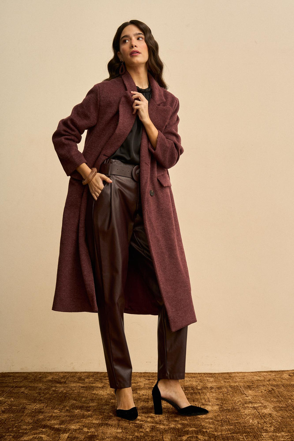 Eulalie Wool-Blend Wrap Coat