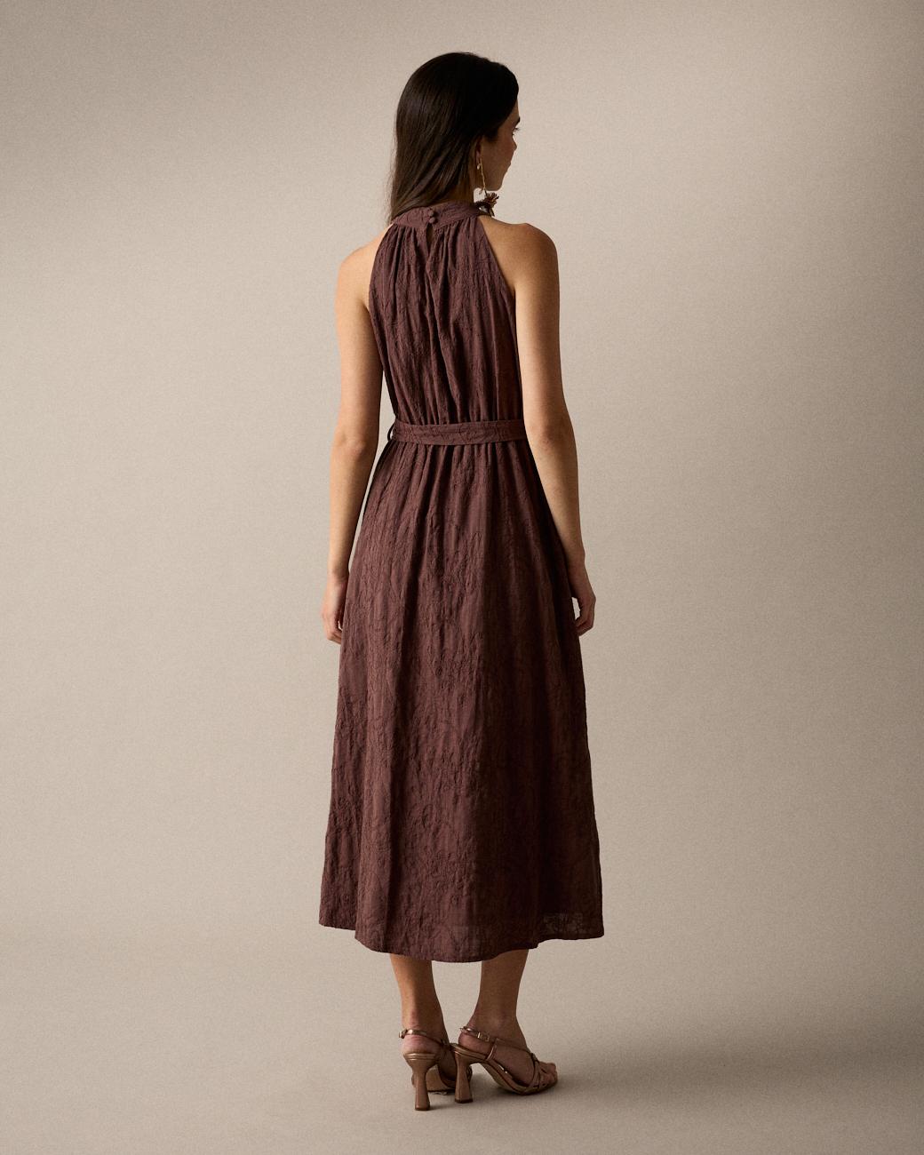 Robe Brodée Col Halter