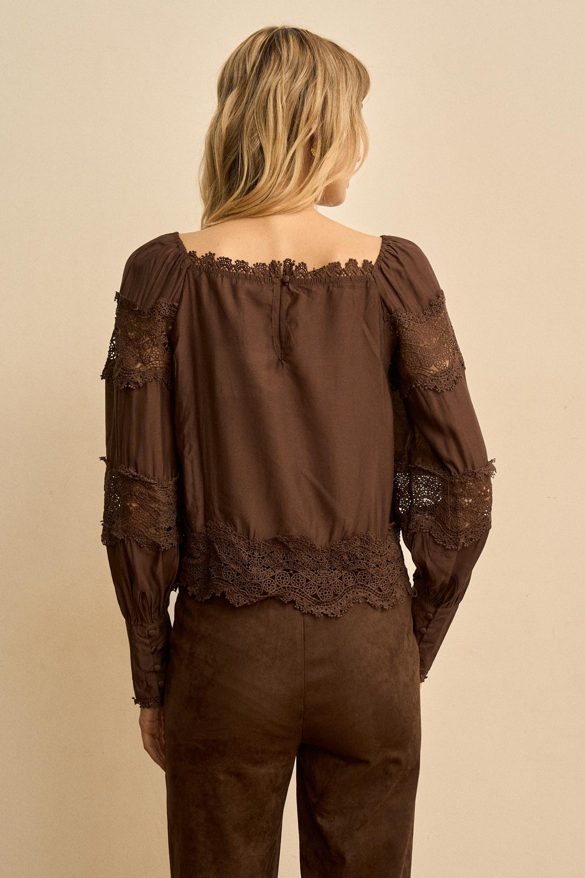 Elodie Gathered Lace Blouse