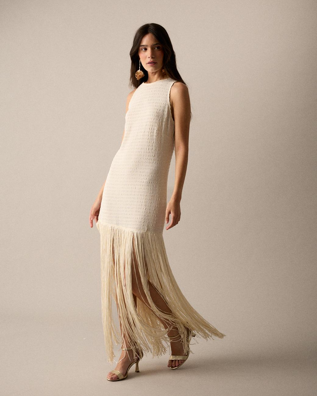 Vestido Largo Flecos Lira