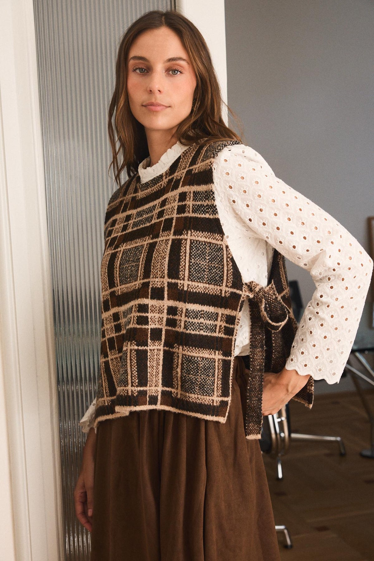 Gilet à carreaux Aiko
