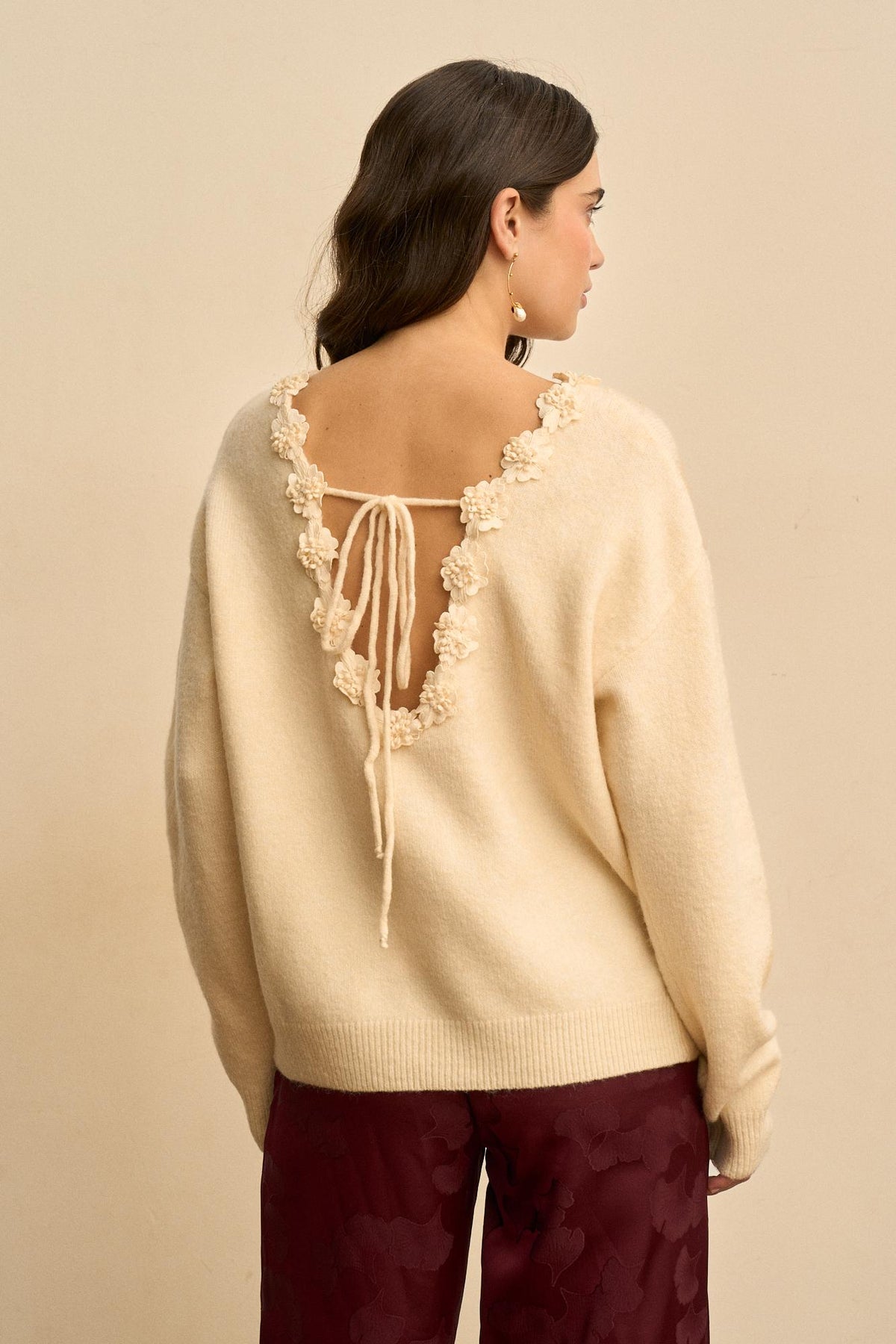 pull à fleurs col Mélisande