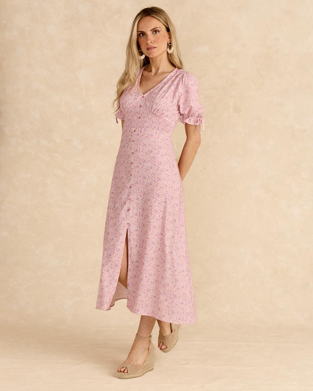 Robe longue imprimée Rose