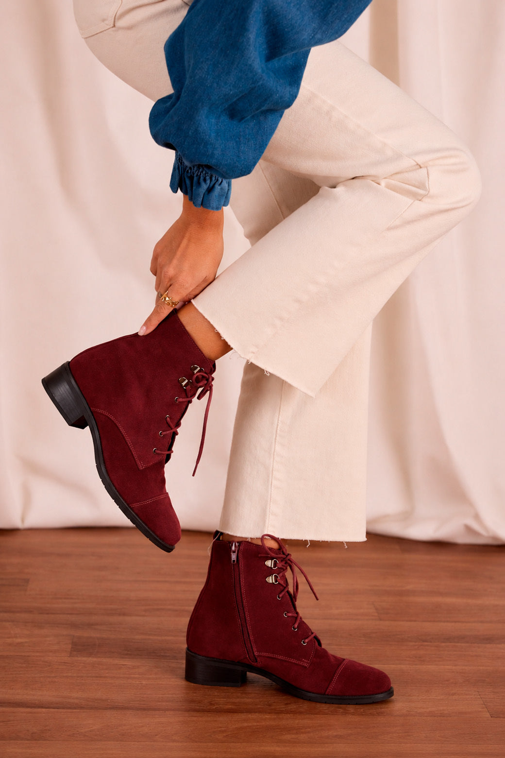 Alisa Leather Lace-Up Ankle Boot