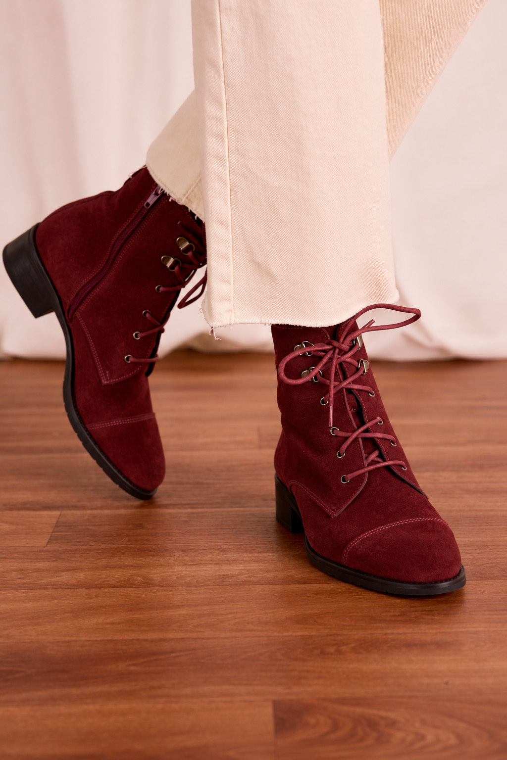 Alisa Leather Lace-Up Ankle Boot