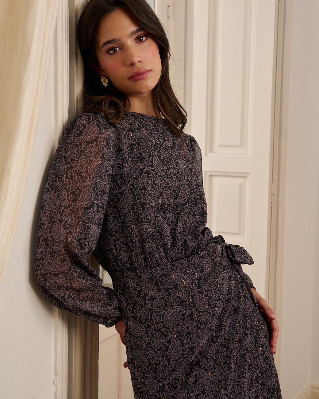 Robe noire paisley Renata