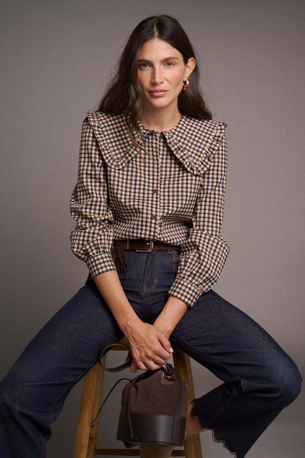 Bérénice Check print Blouse