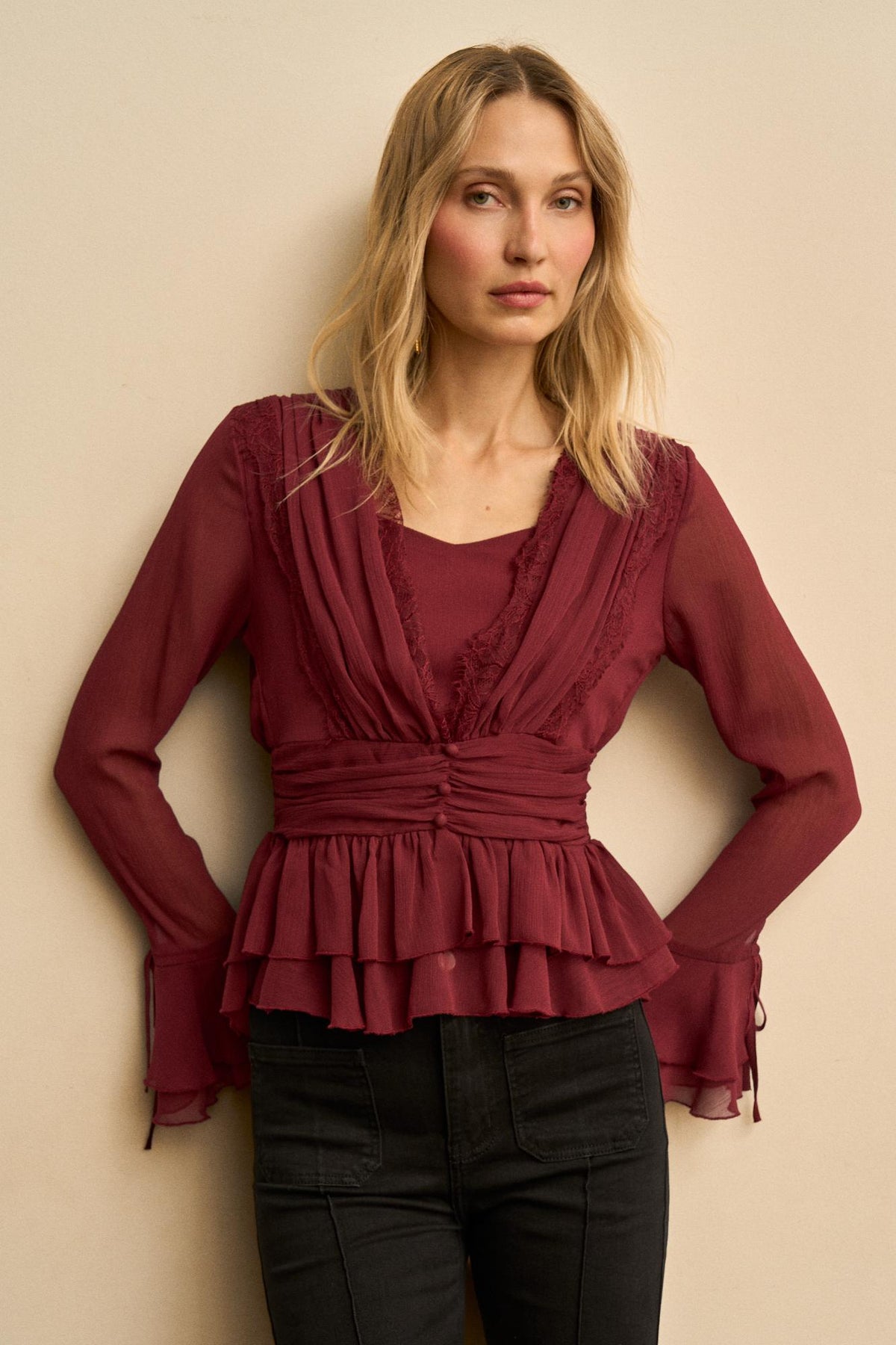 Éliane Ruched Draped Top