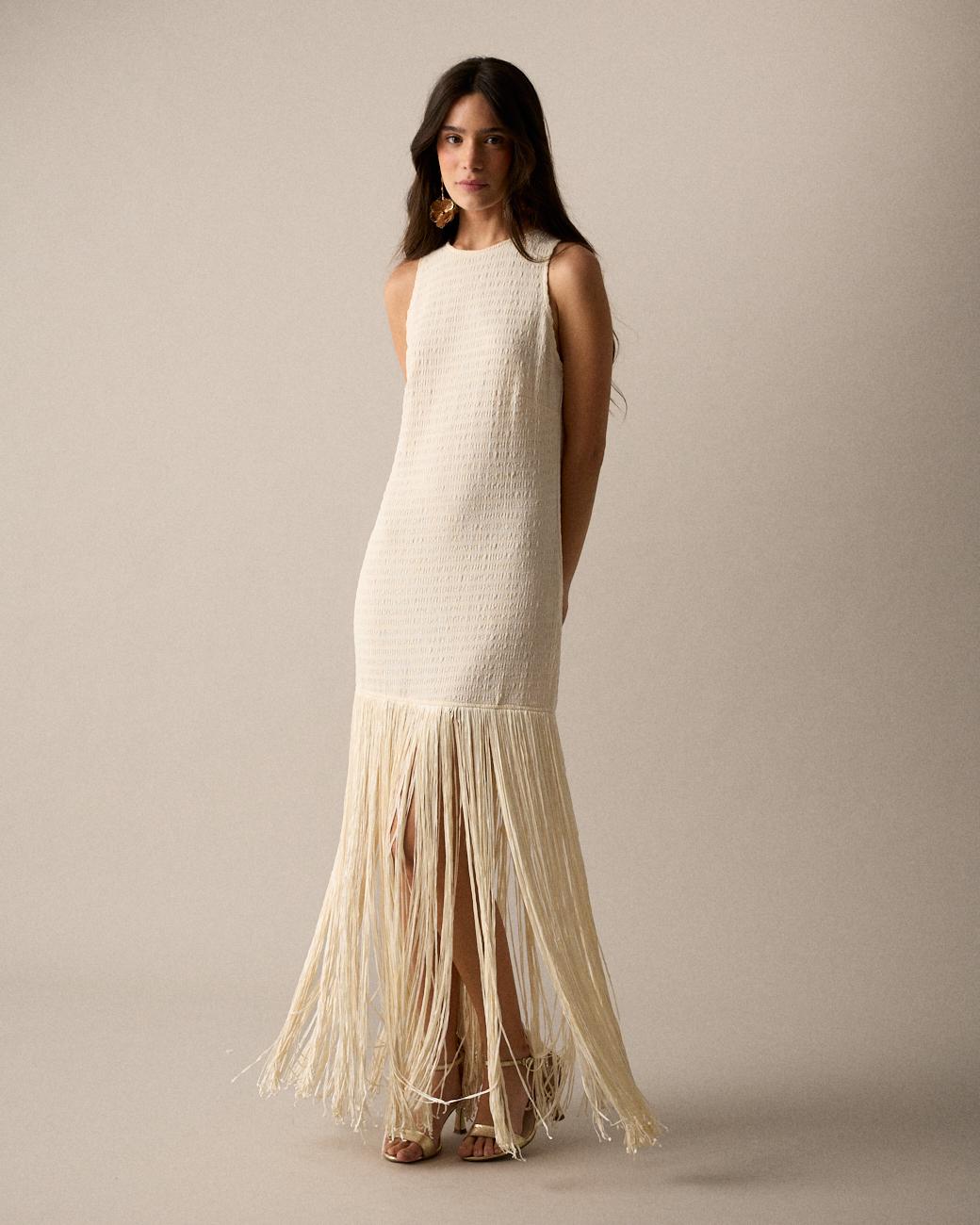 Vestido Largo Flecos Lira