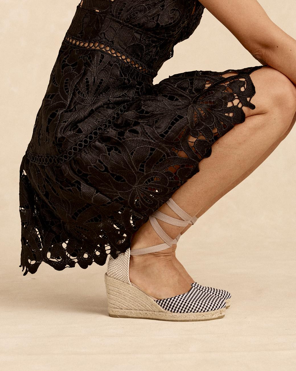 Espadrille Vichy à nœud noir