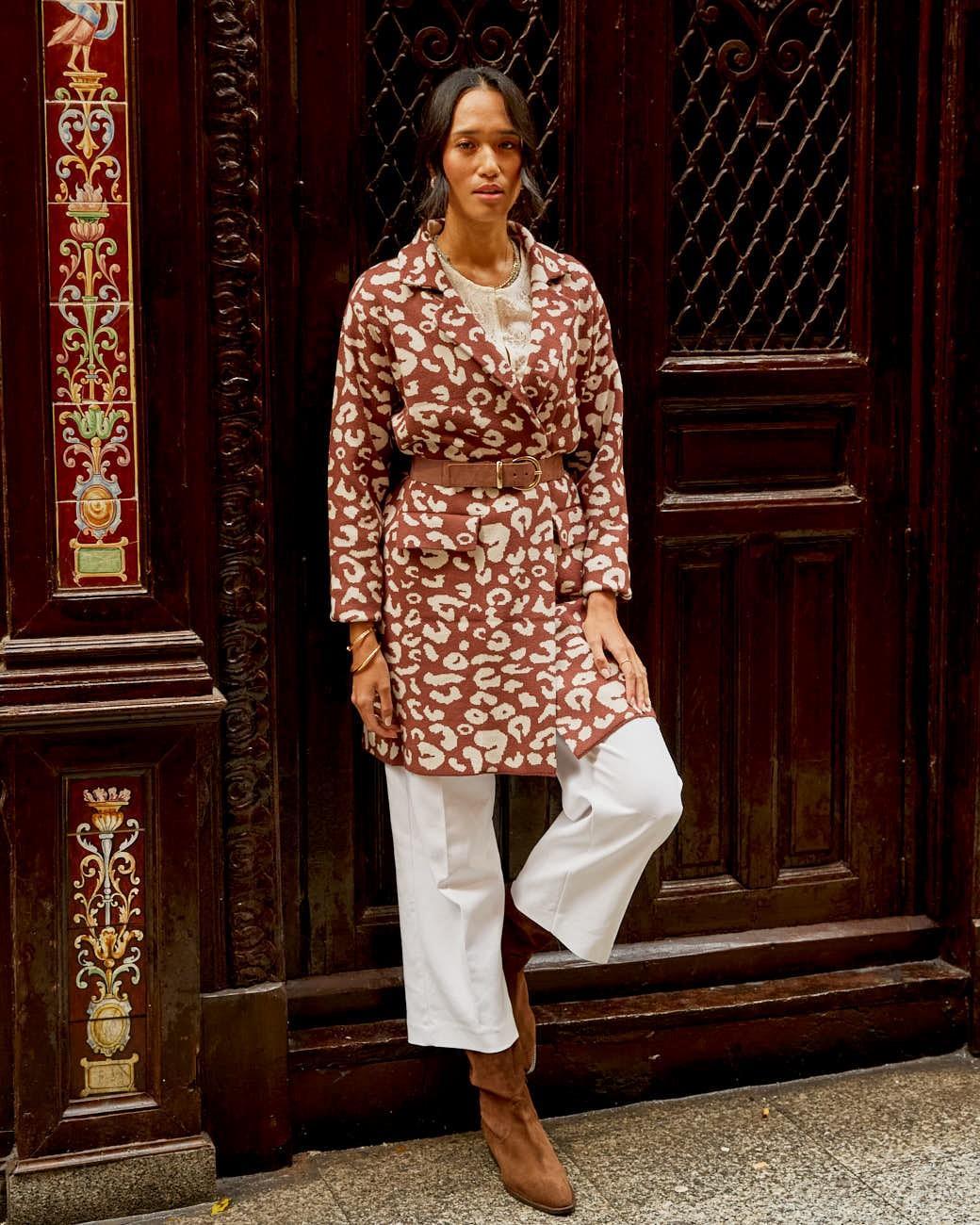 Abrigo Animal Print Nere