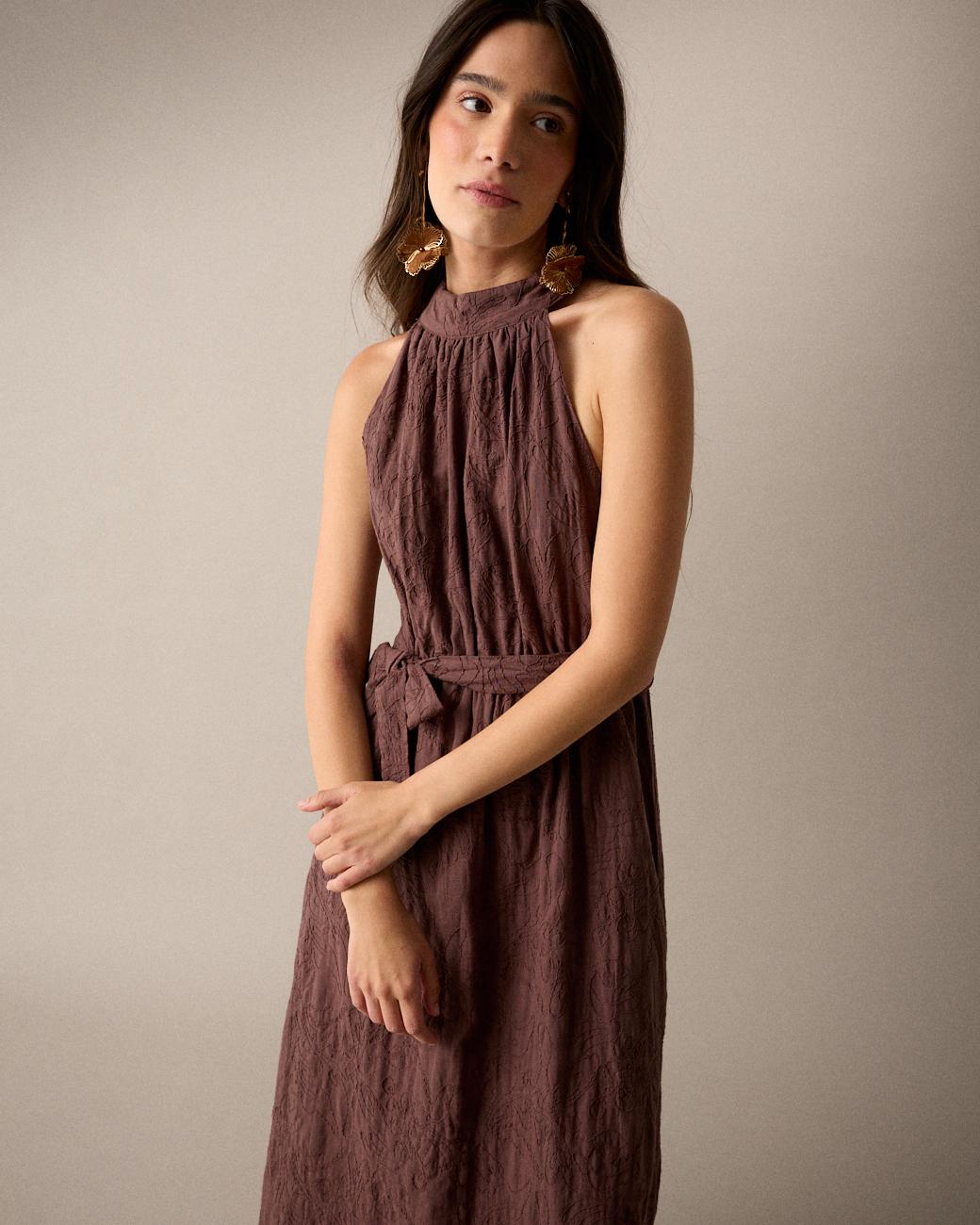 Robe Brodée Col Halter