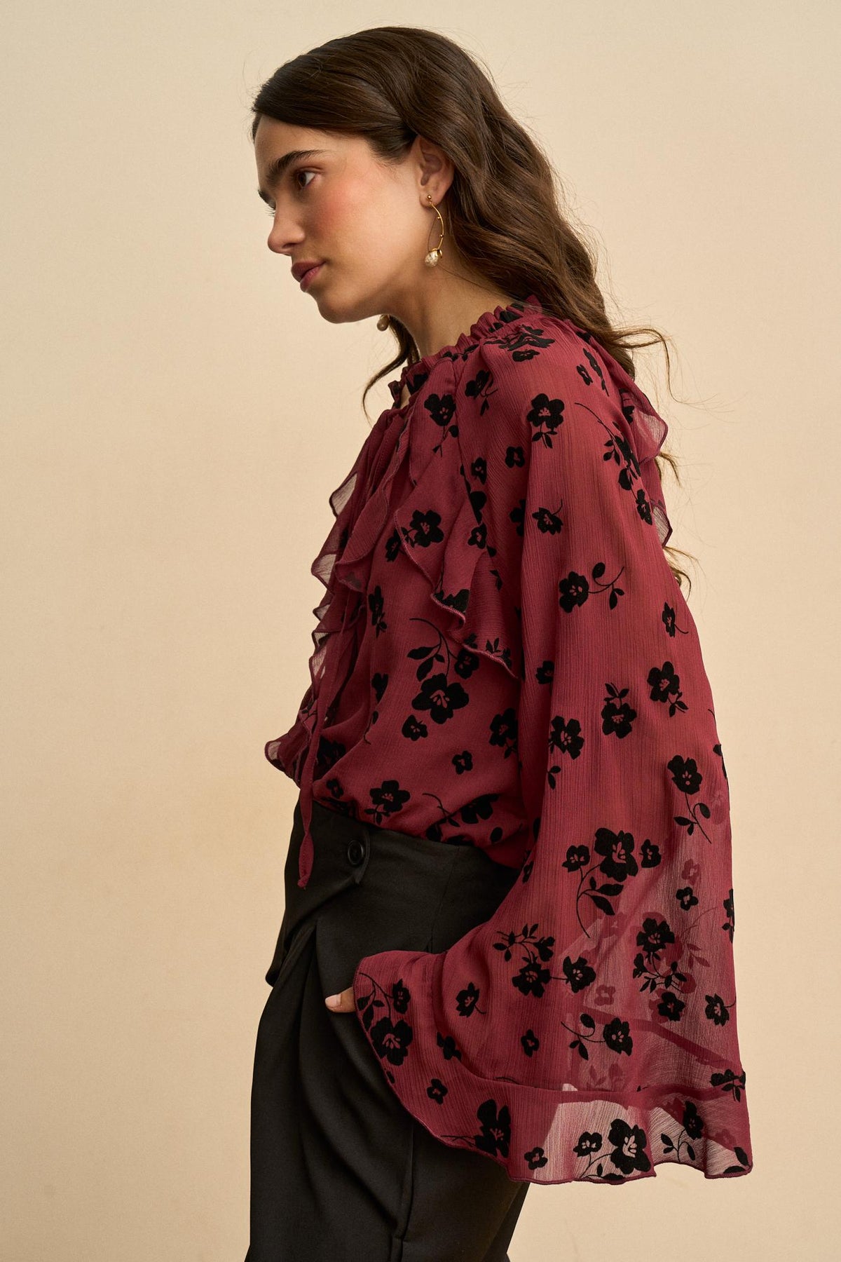 Elvira Floral Ruffle Blouse
