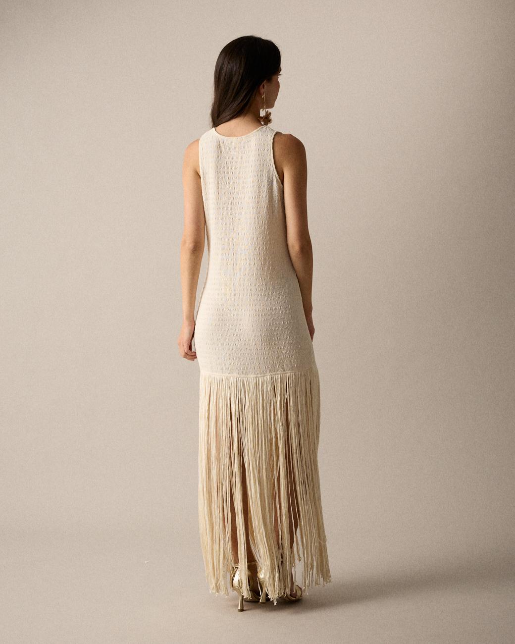 Vestido Largo Flecos Lira