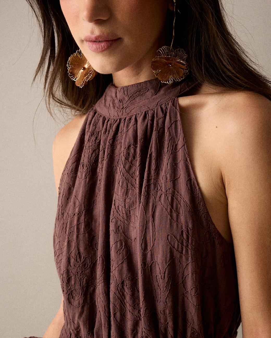 Robe Brodée Col Halter