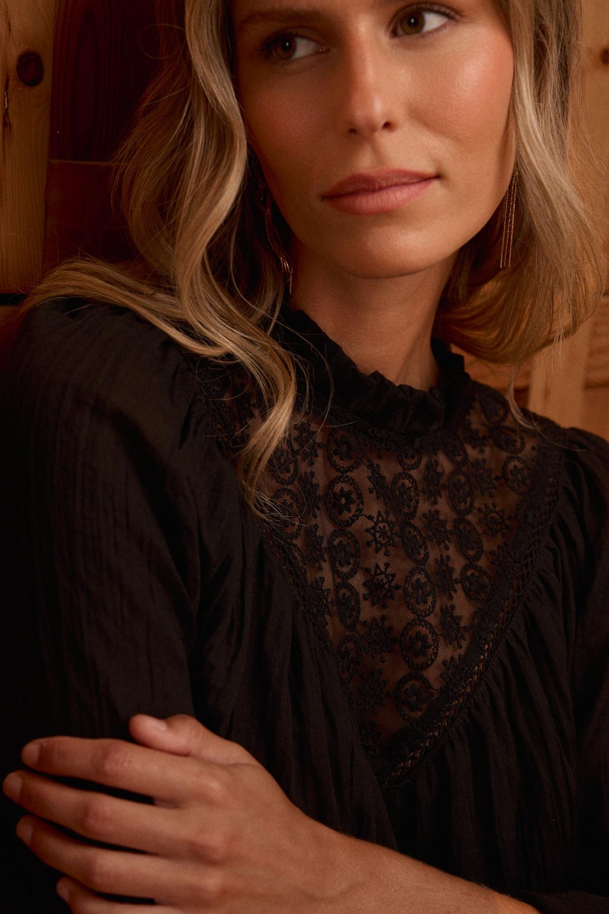 Paola Lace Neckline Blouse