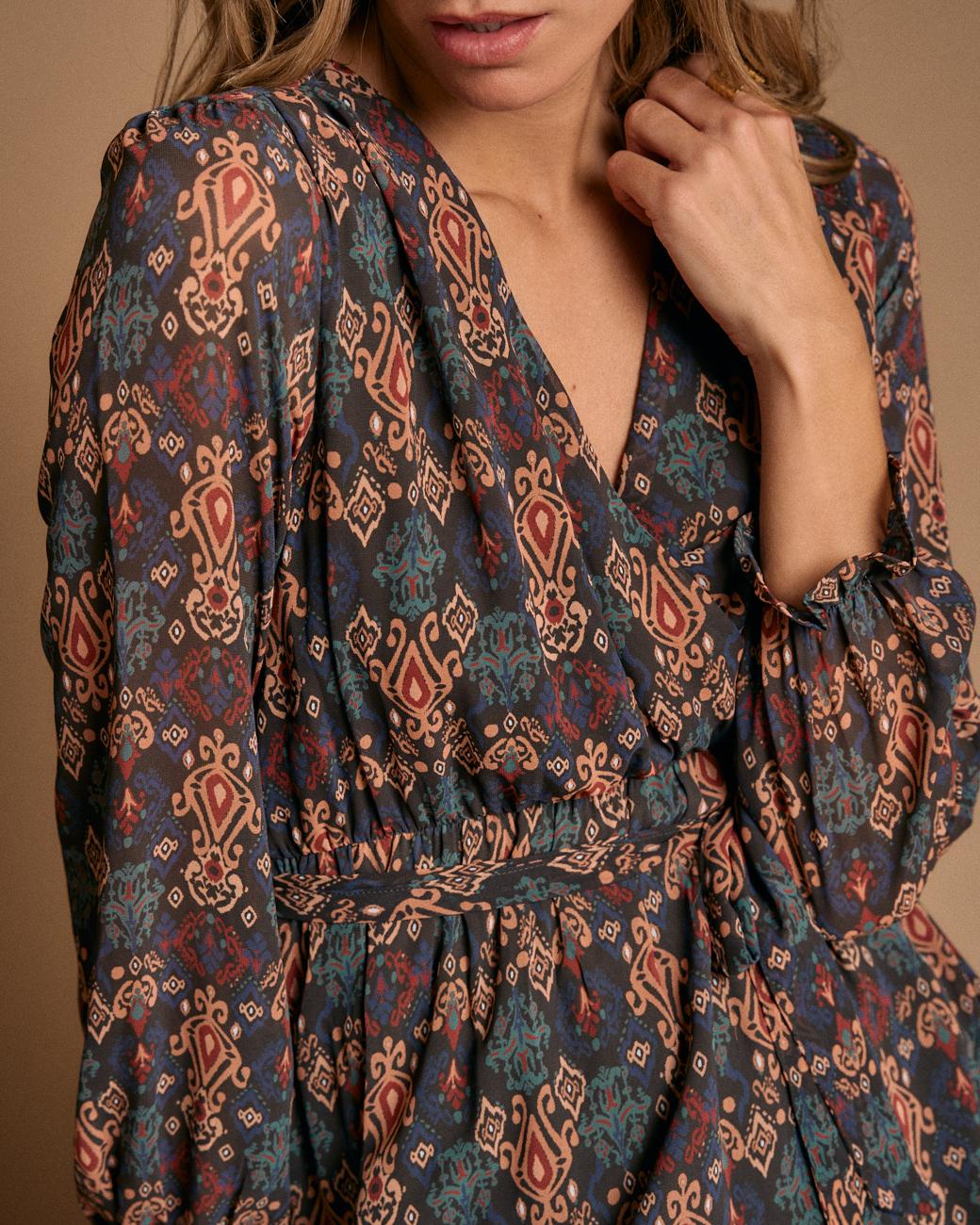 Vestido Largo Estampado Esmeralda