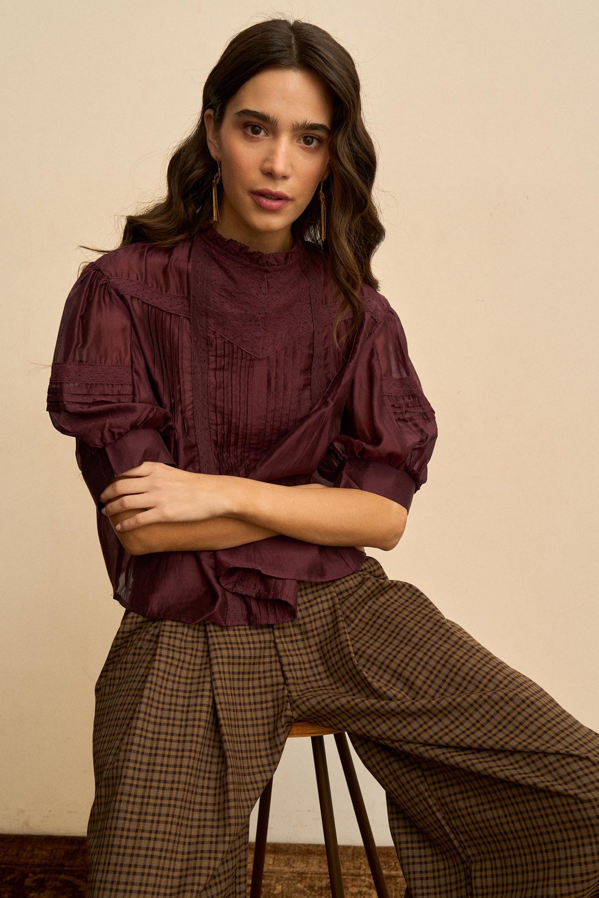 Soline Pintuck Puff-Sleeve Blouse