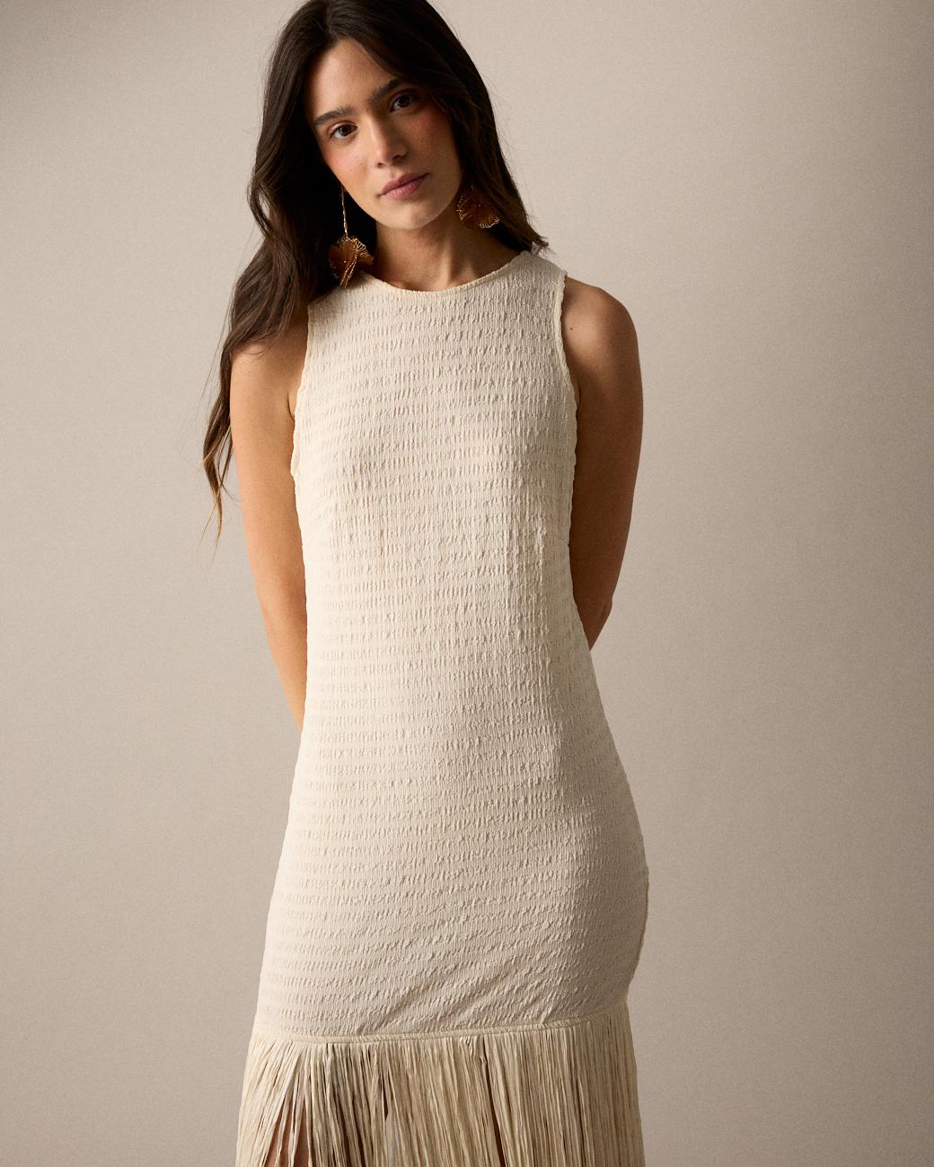 Vestido Largo Flecos Lira