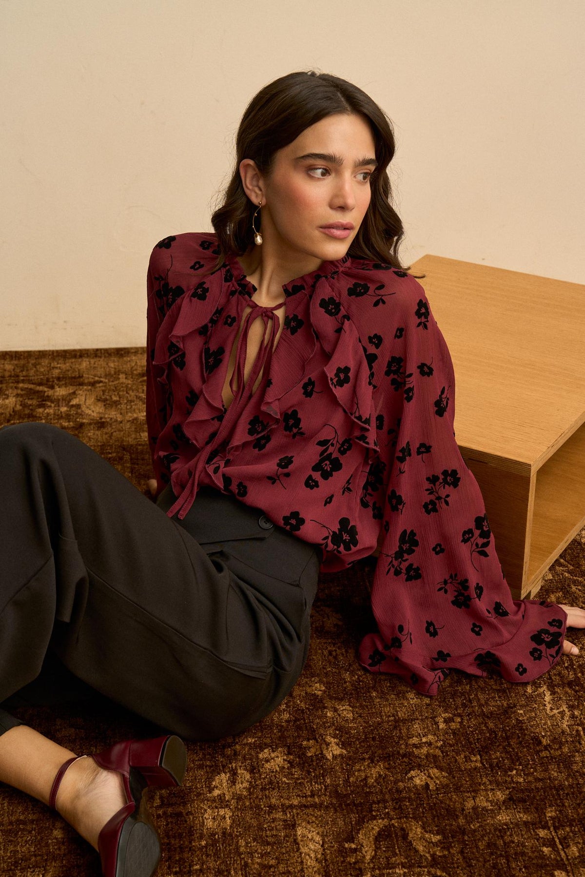 Elvira Floral Ruffle Blouse