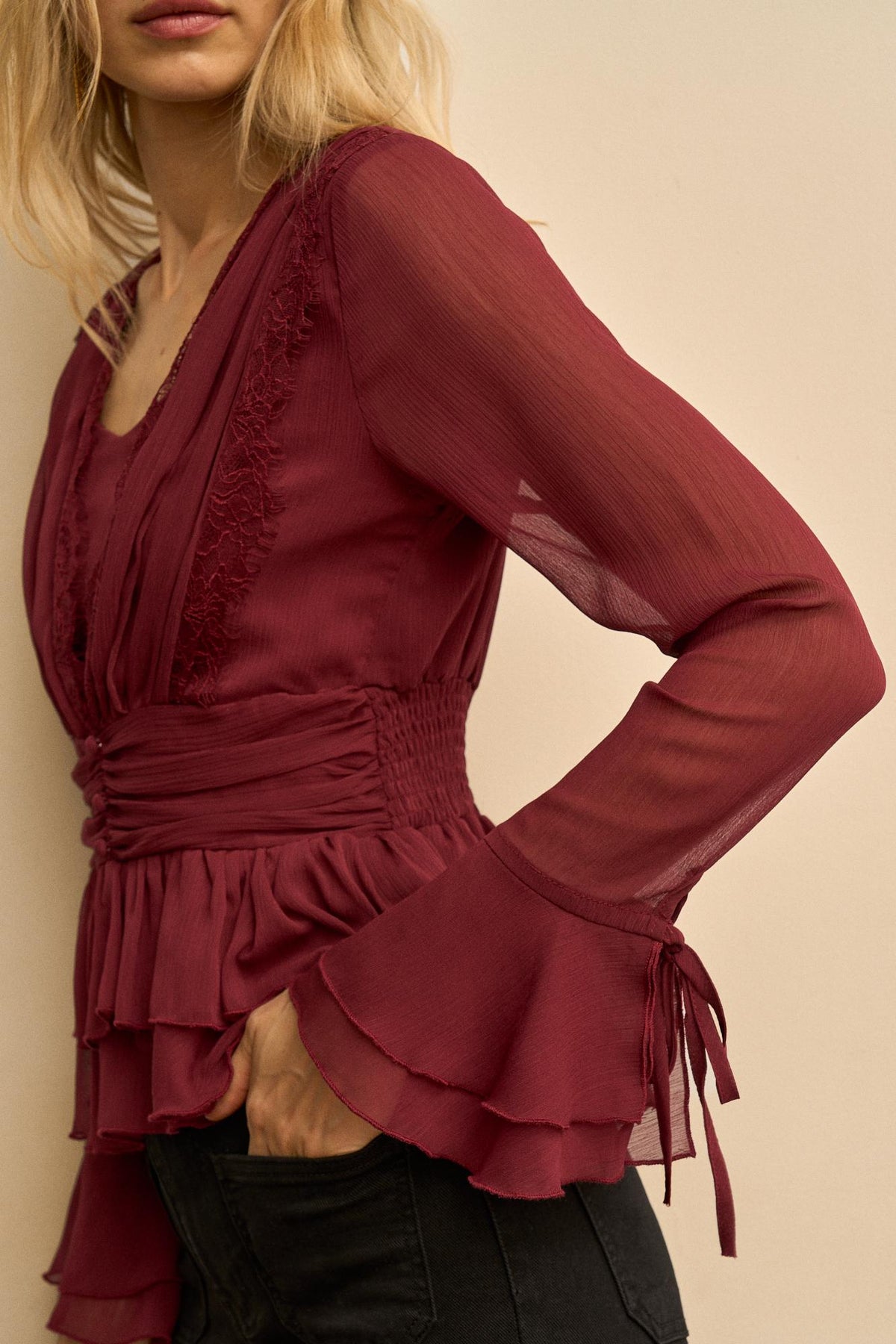Éliane Ruched Draped Top